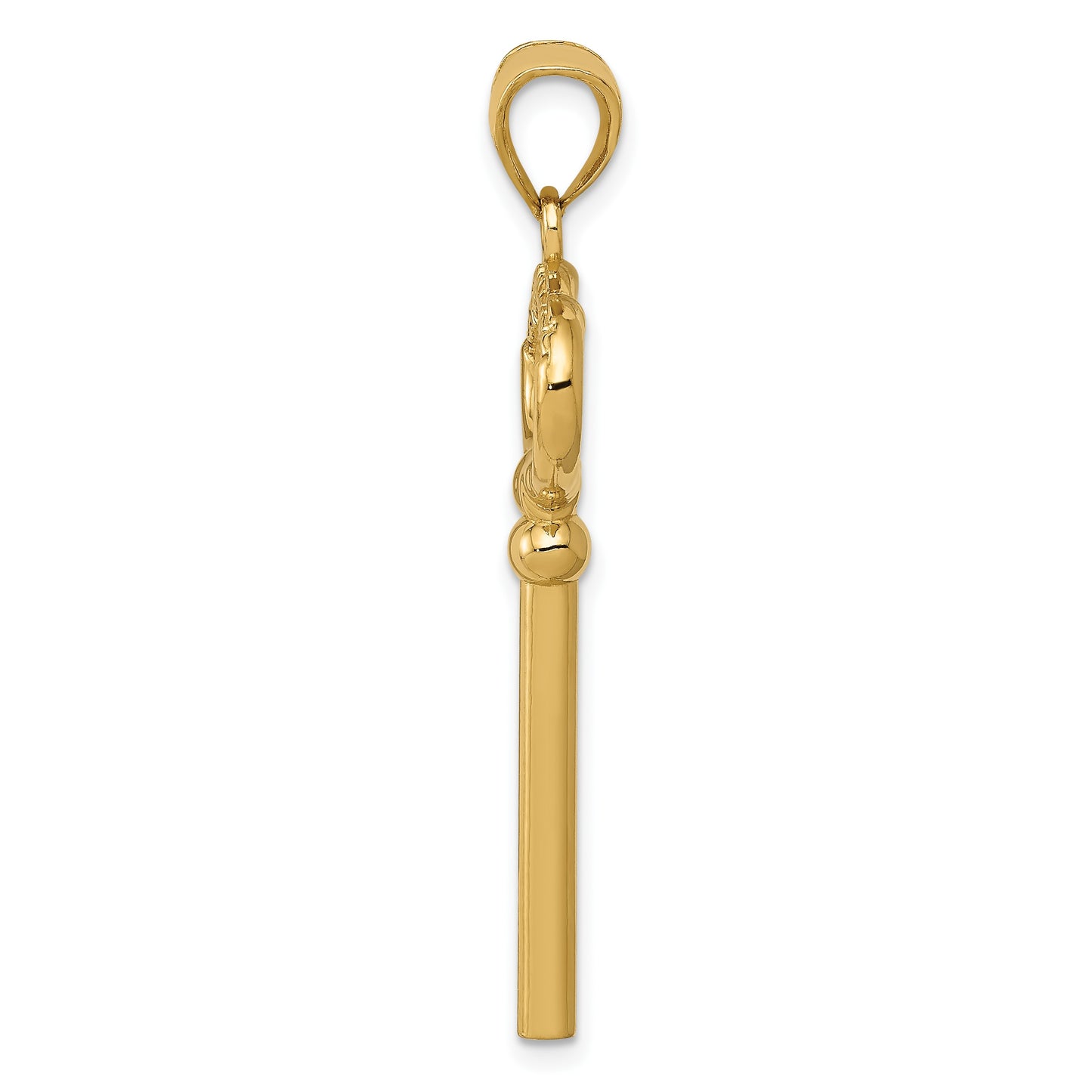 14K Polished 3-D KEY TO MY HEART Key Charm