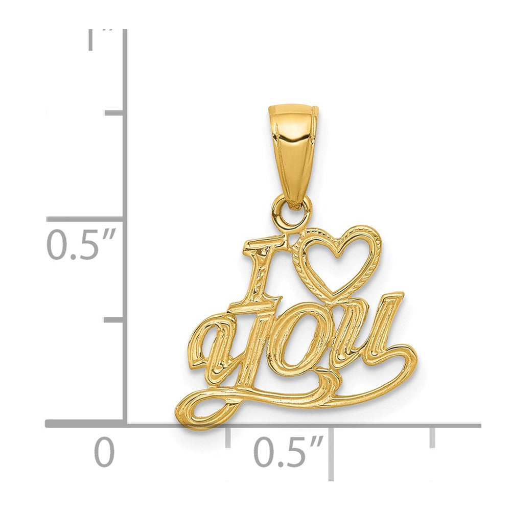 14K Polished and Textured I HEART YOU Pendant