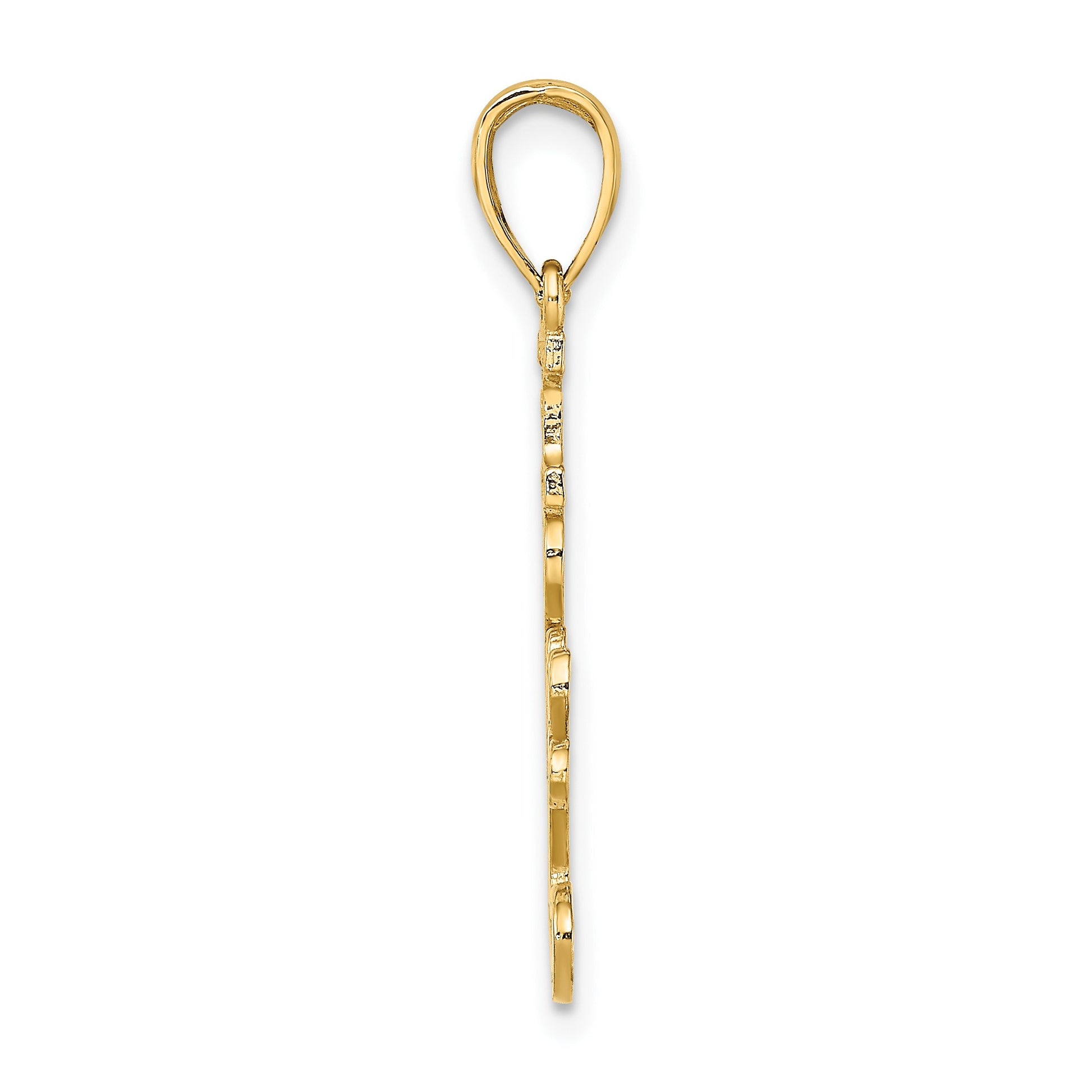 14K Textured I LOVE YOU Script Charm