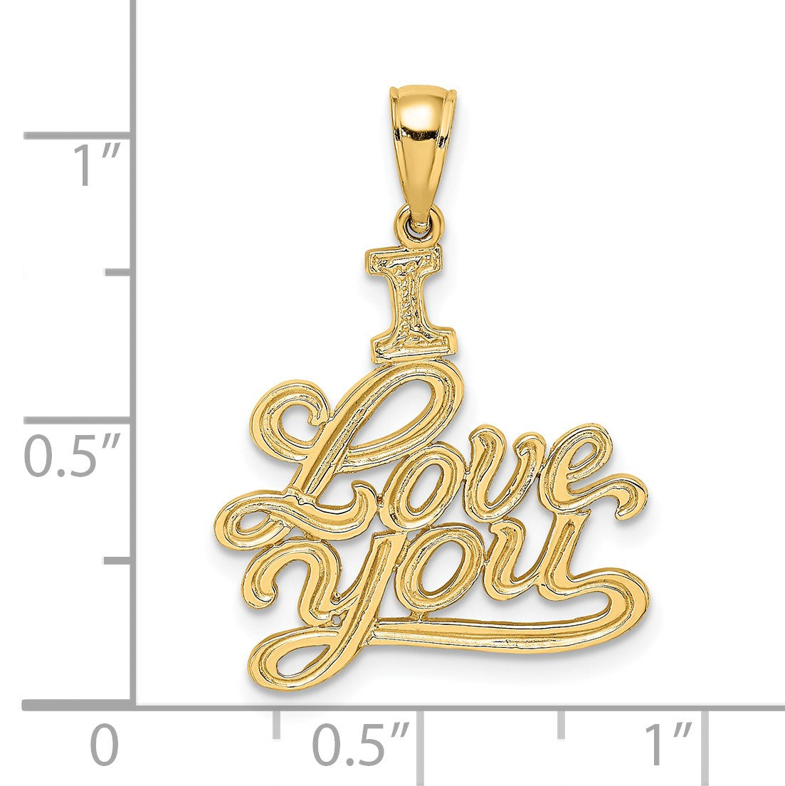 14K Textured I LOVE YOU Script Charm
