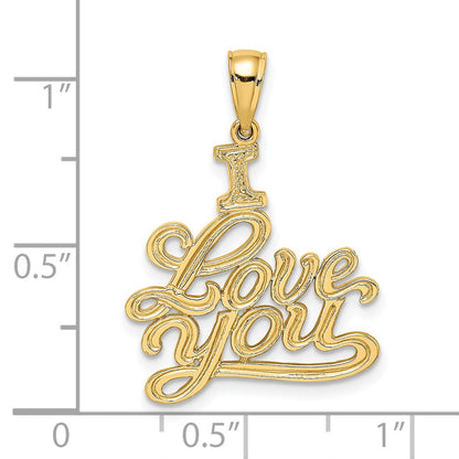 14K Textured I LOVE YOU Script Charm