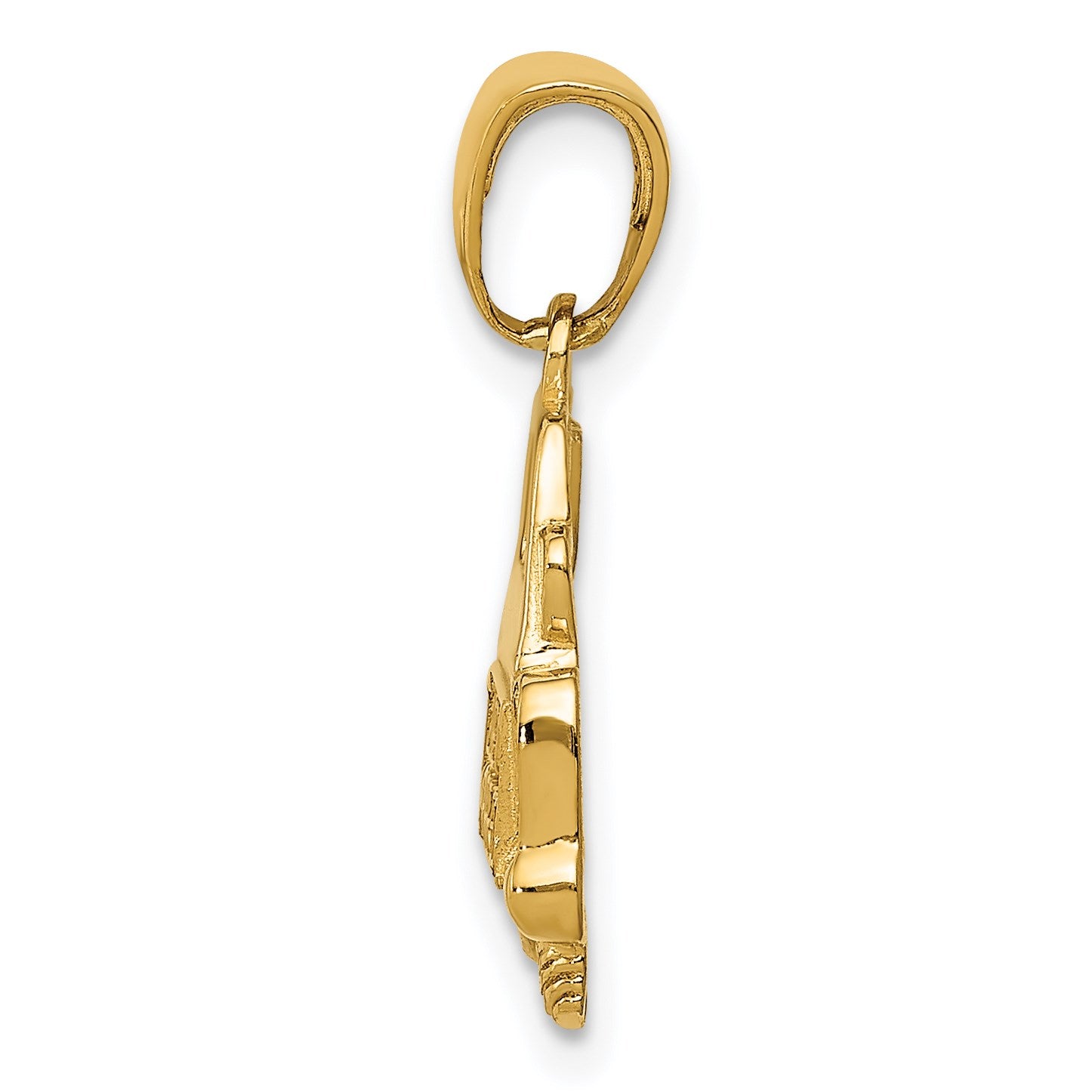 14K Polished and Textured JUST MARRIED Car Pendant