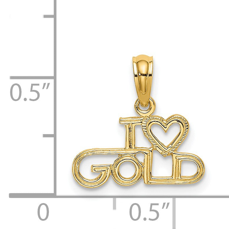 14K Polished / Textured I HEART GOLD Charm