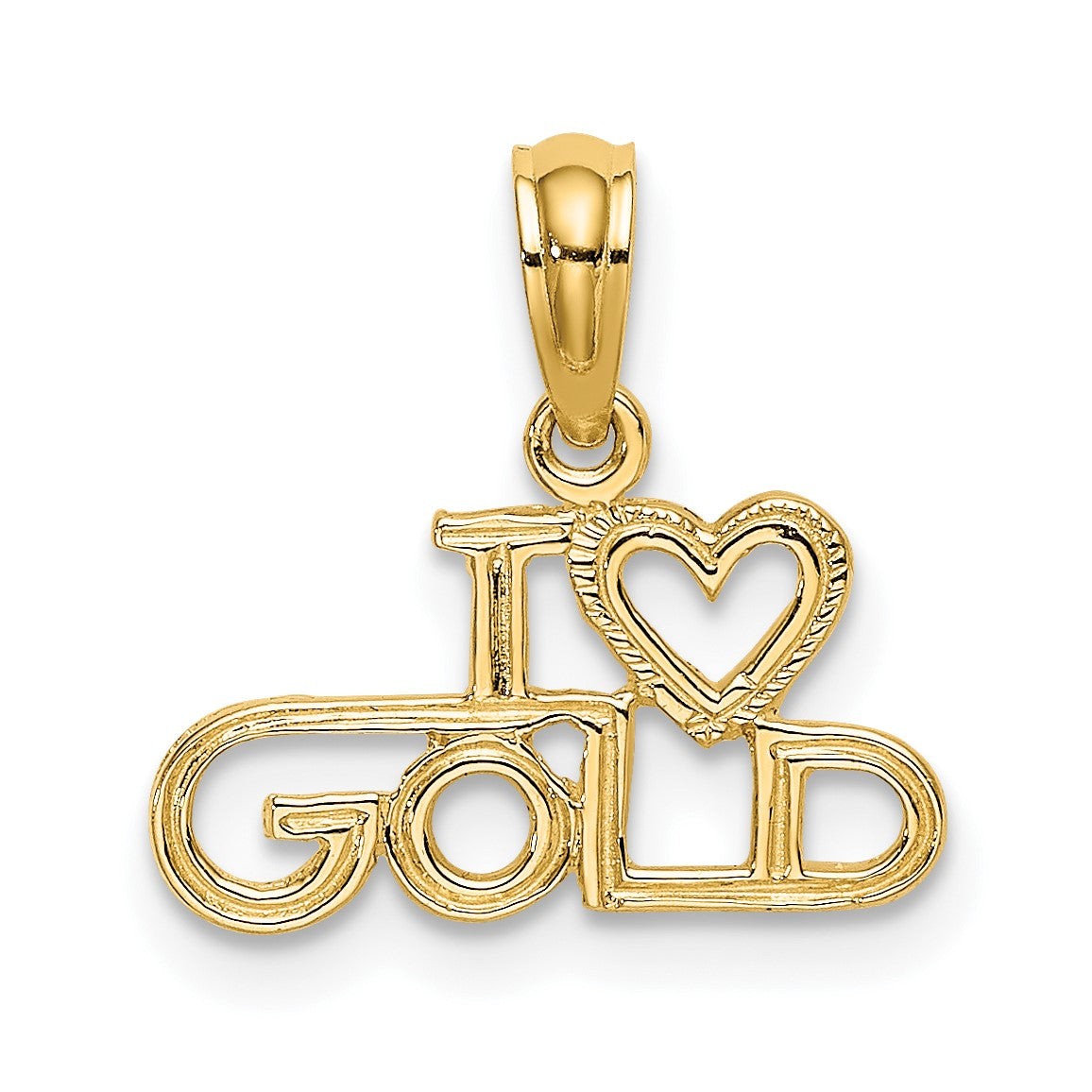 14K Polished / Textured I HEART GOLD Charm