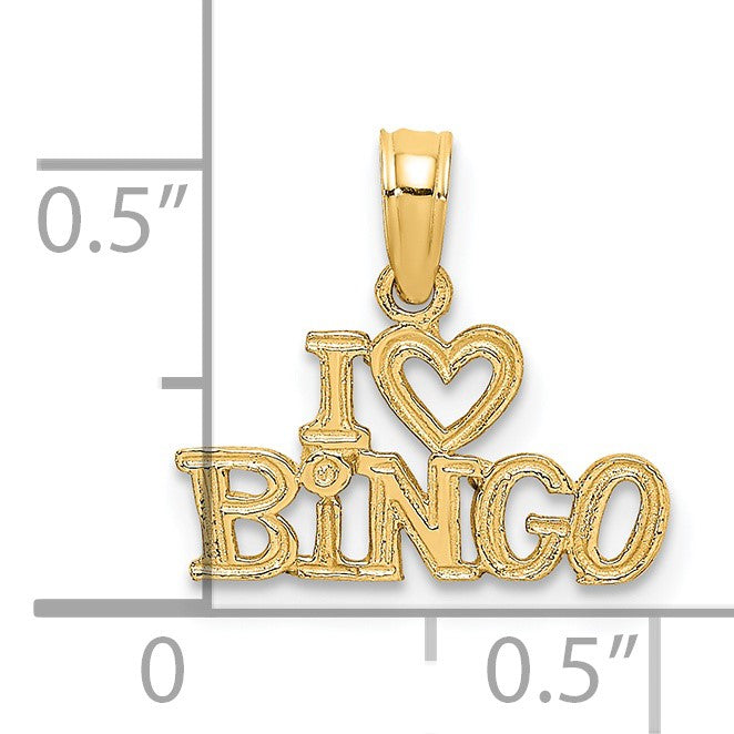 14K Polished/Textured I HEART BINGO Charm