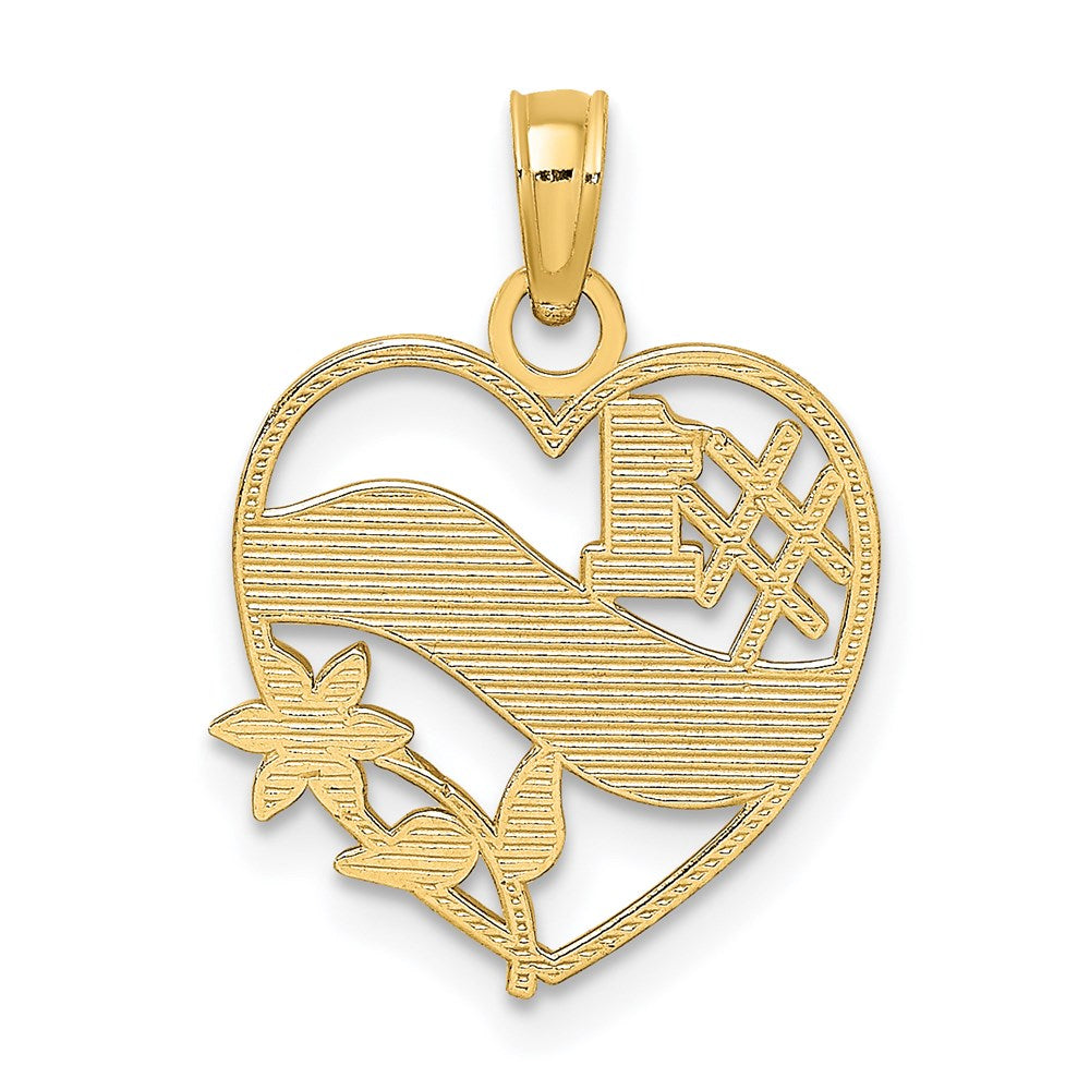 14K #1 MOTHER in Heart Frame Charm