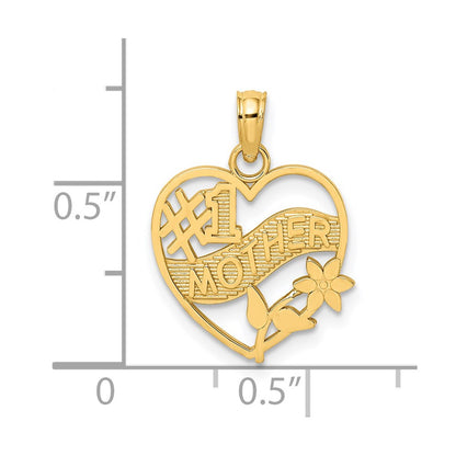 14K #1 MOTHER in Heart Frame Charm