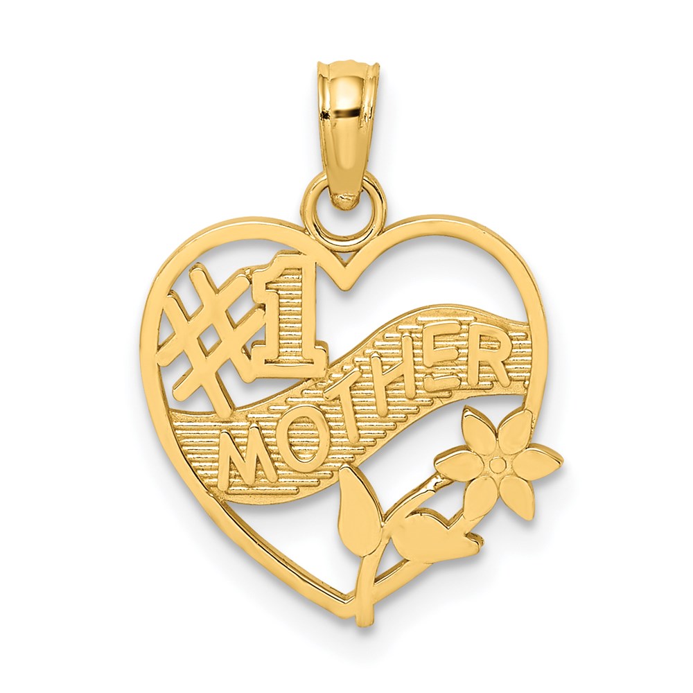 14K #1 MOTHER in Heart Frame Charm