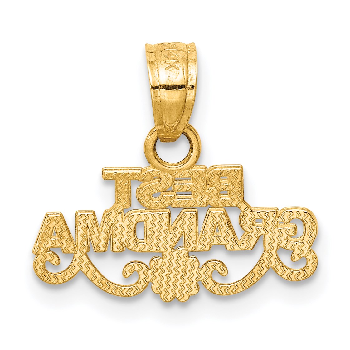 14k BEST GRANDMA with Flower Pendant