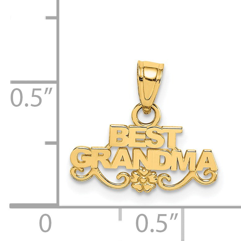 14k BEST GRANDMA with Flower Pendant