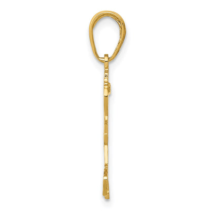 14K Little Girl Walking with Flowers Pendant