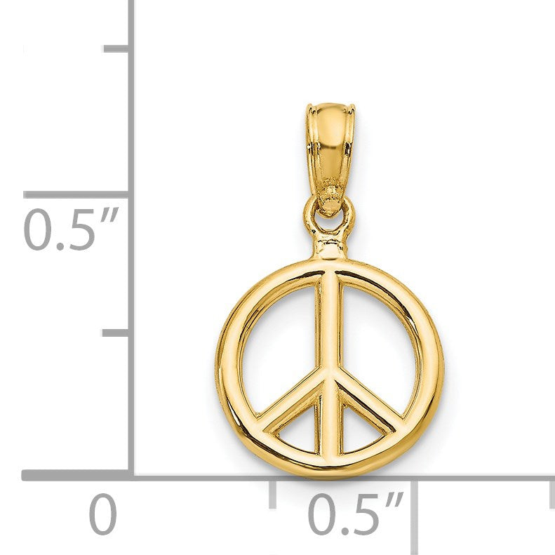 14K Polished 3-D Peace Symbol Pendant