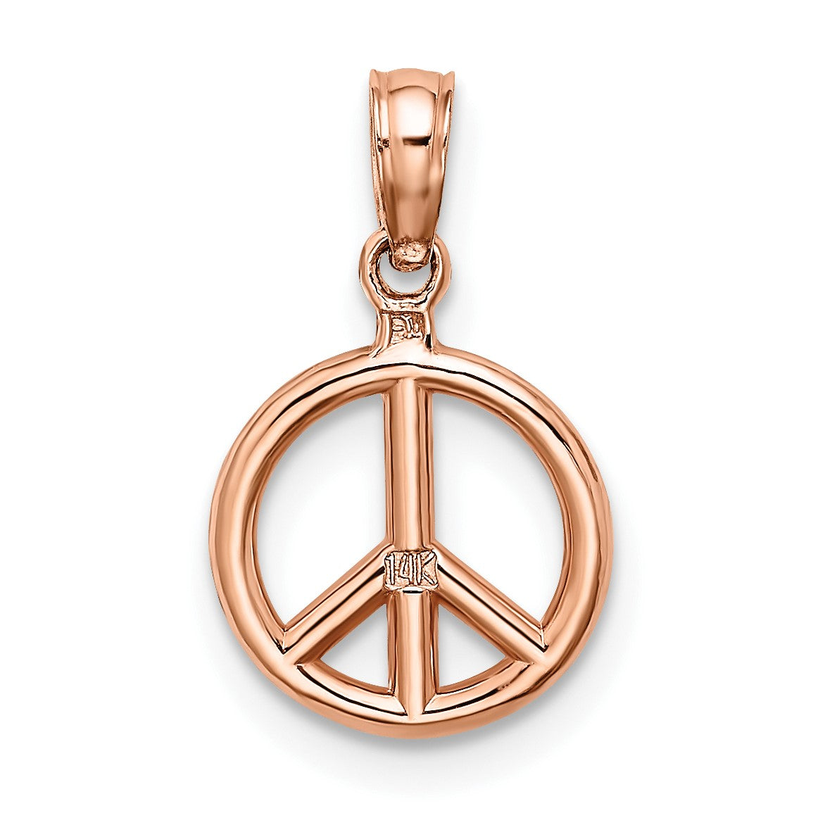 14k Rose Gold 3-D Peace Symbol Charm