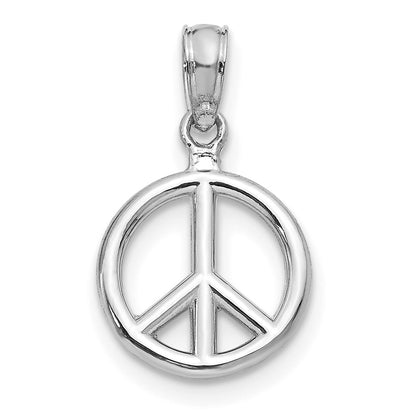 14K White Gold Polished Peace Symbol Pendant