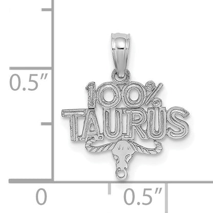 14k White Gold 100% TAURUS Zodiac Charm