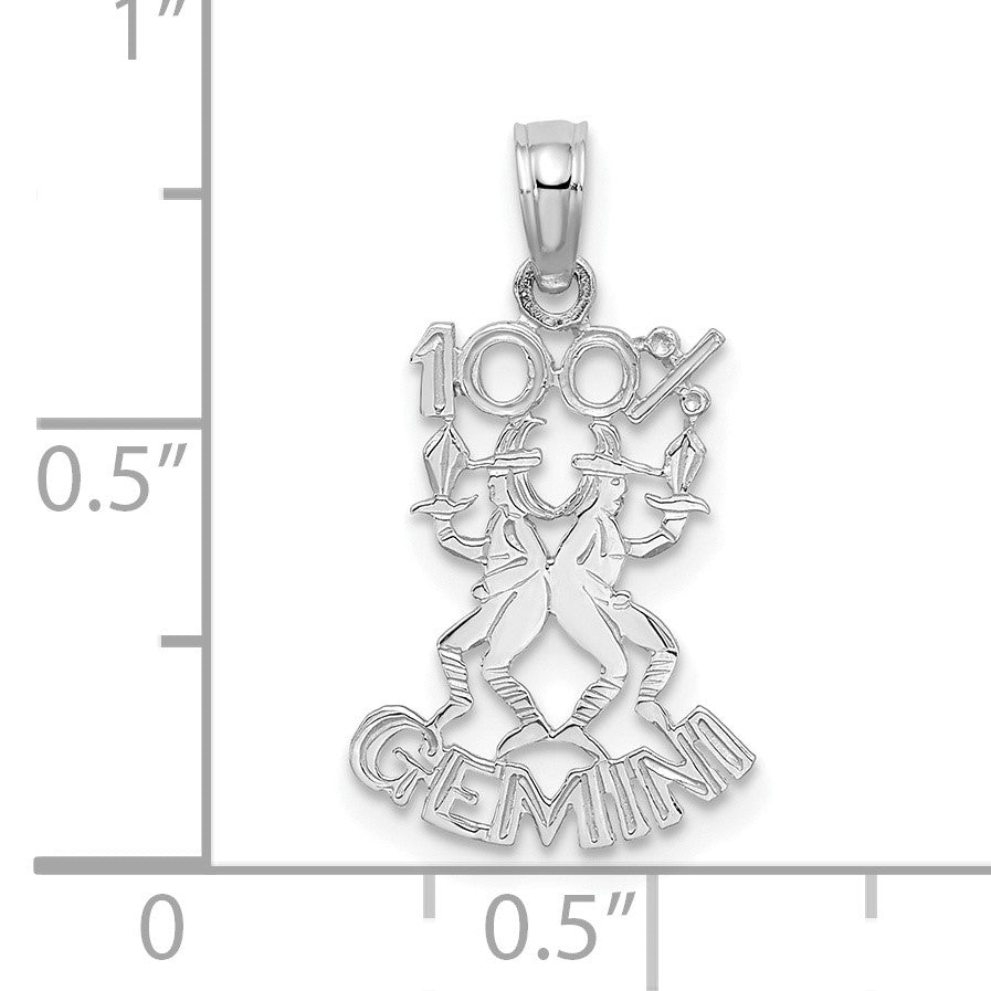 14k White Gold 100% GEMINI Zodiac Charm