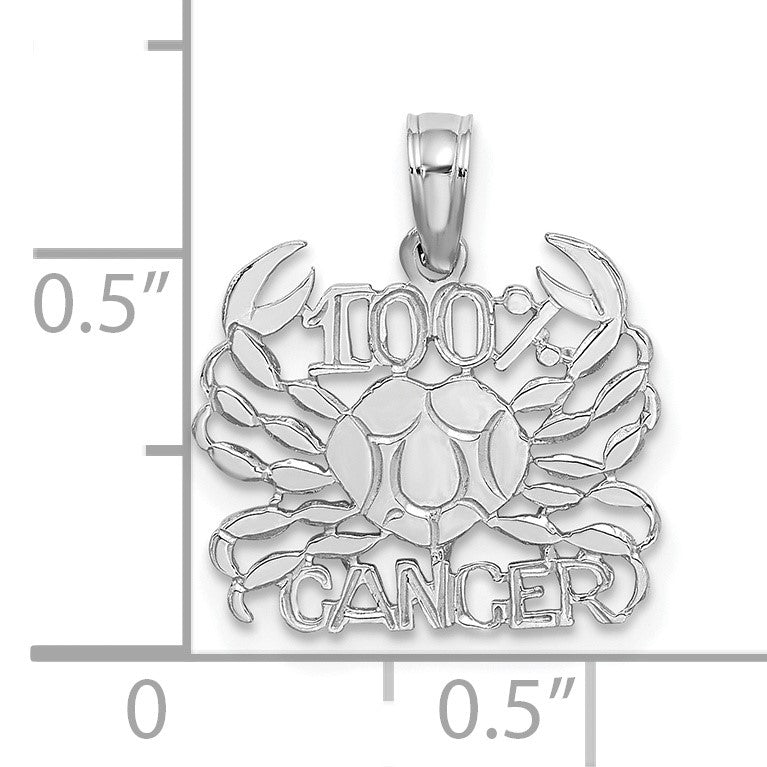 14k White Gold 100% CANCER Zodiac Charm