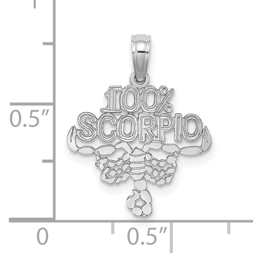 14k White Gold 100% SCORPIO Zodiac Charm