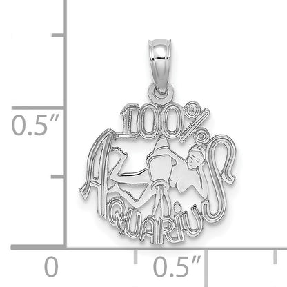 14k White Gold 100% AQUARIUS Zodiac Charm
