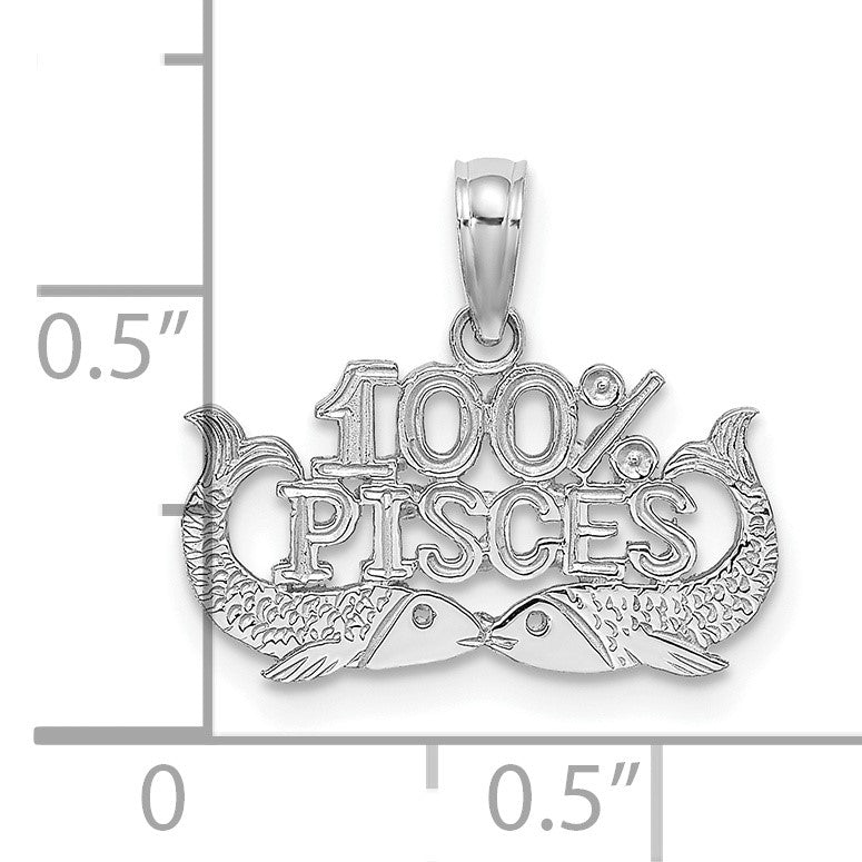 14k White Gold 100% PISCES Zodiac Charm