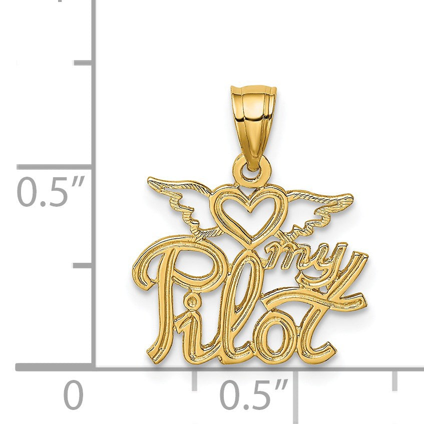 14K HEART MY PILOT Charm