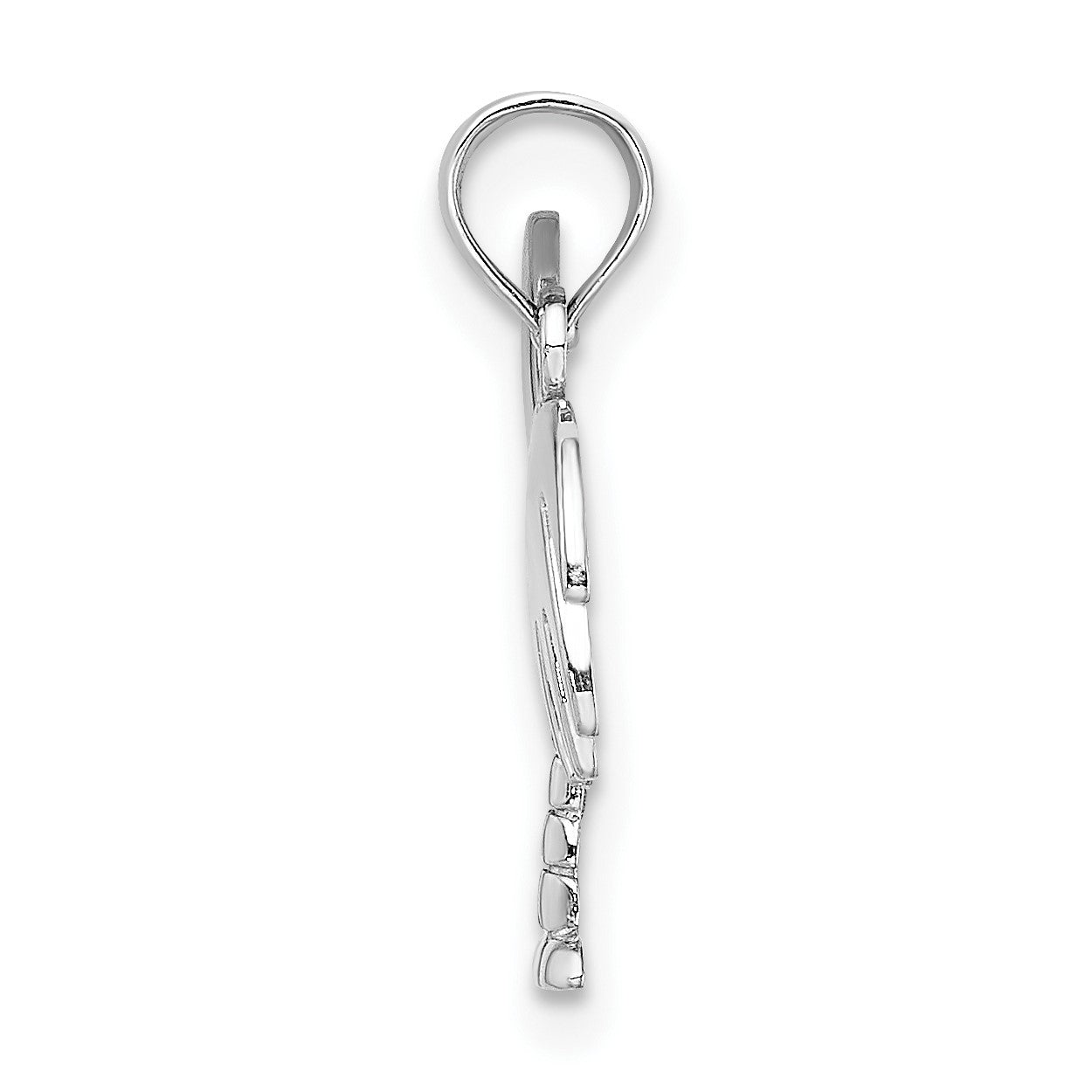 14K White Gold Polished Charleston Palm Tree with Moon Charm