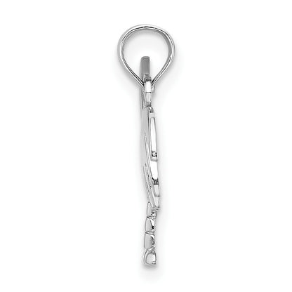 14K White Gold Polished Charleston Palm Tree with Moon Charm