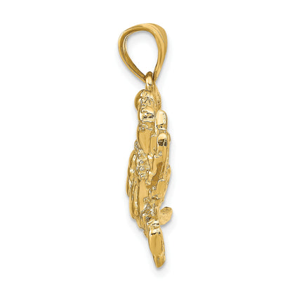14K Large Blue Crab Pendant
