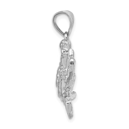 14K White Gold Large Blue Crab Pendant