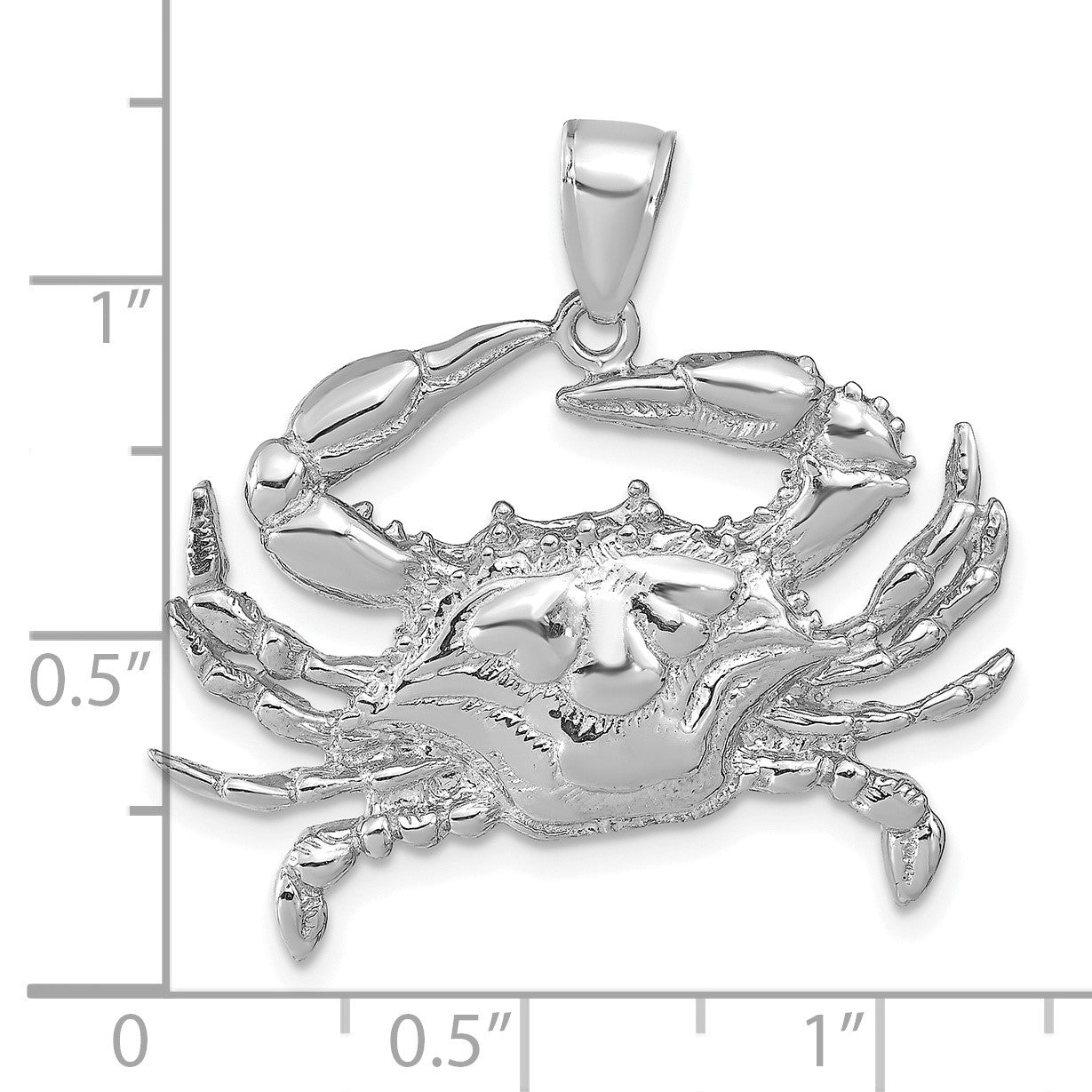 14K White Gold Large Blue Crab Pendant