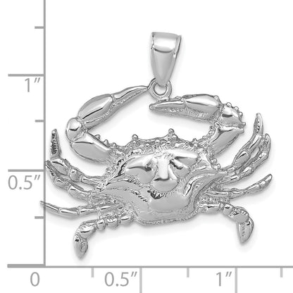 14K White Gold Large Blue Crab Pendant
