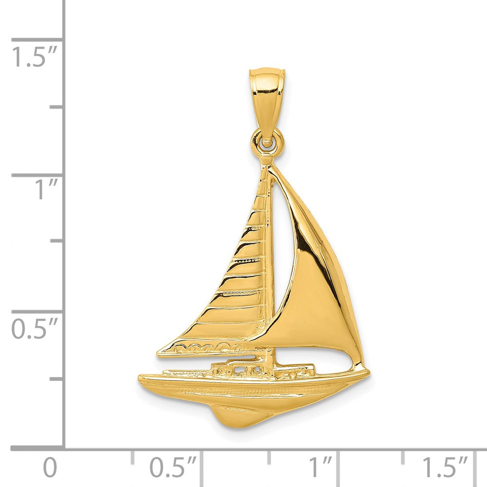 14K 2-D Sailboat Pendant