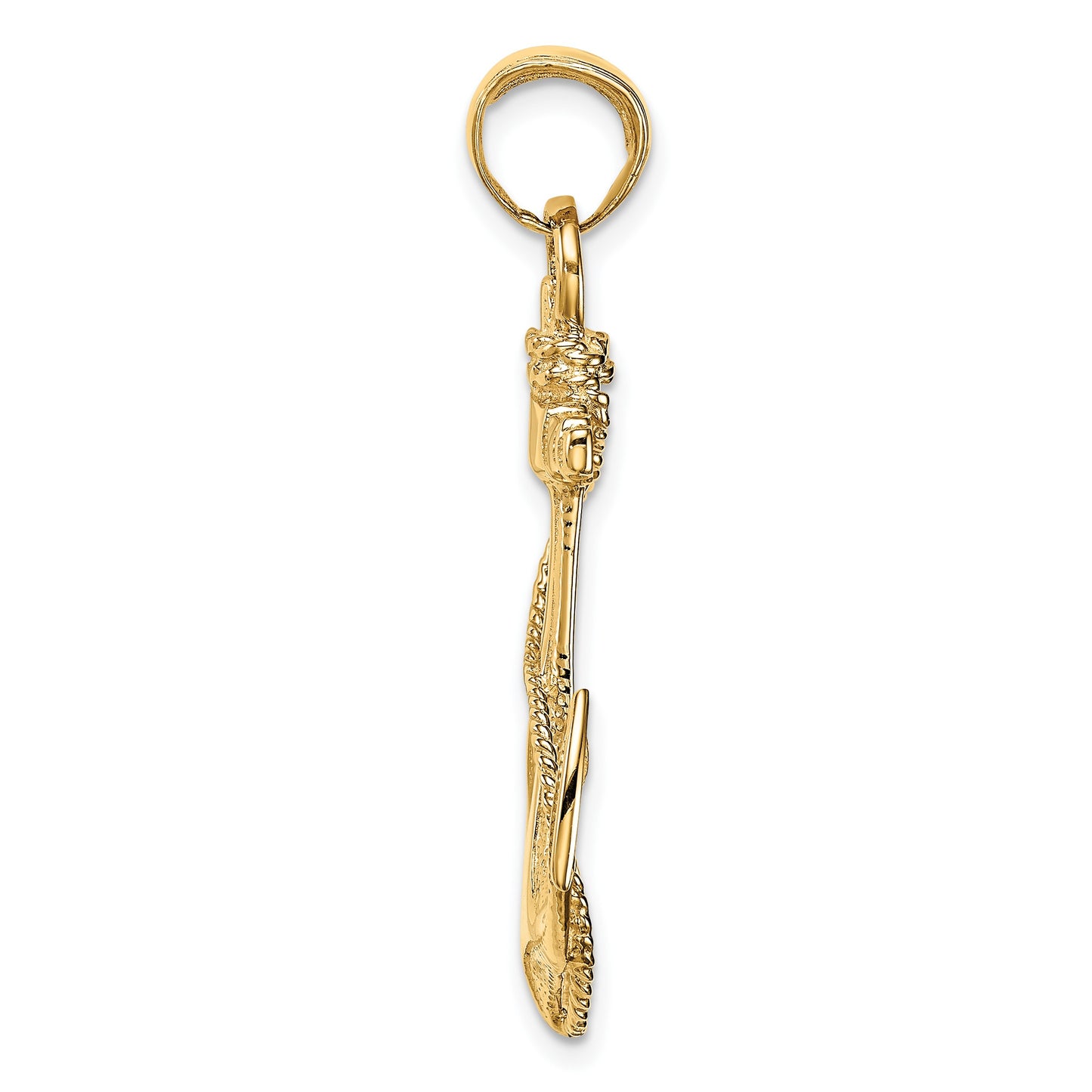 14K Large 2-D Anchor with Rope Pendant