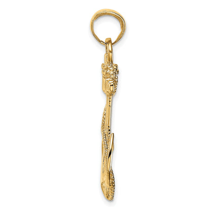 14K Large 2-D Anchor with Rope Pendant