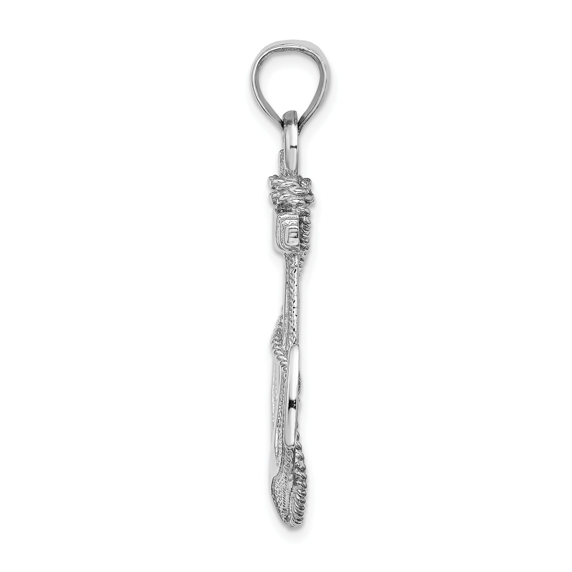 14K White Gold Large Anchor with Rope Pendant