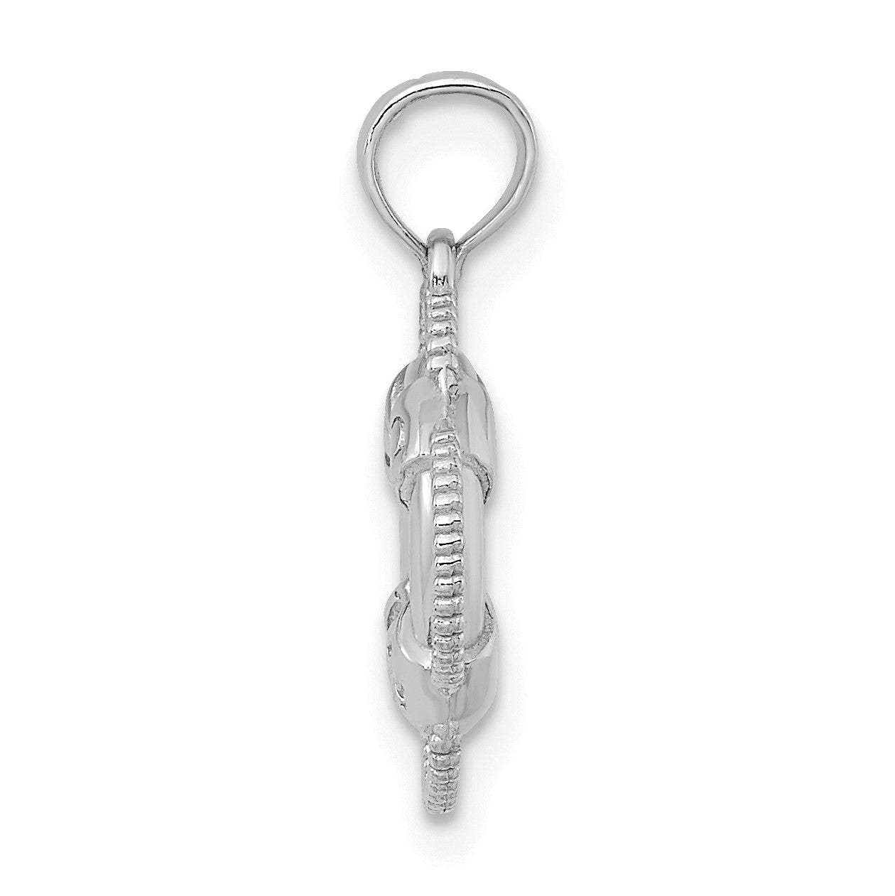 14K White Gold 3-D Life Preserver Pendant
