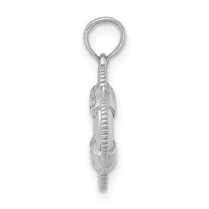 14K White Gold 3-D Life Preserver Pendant