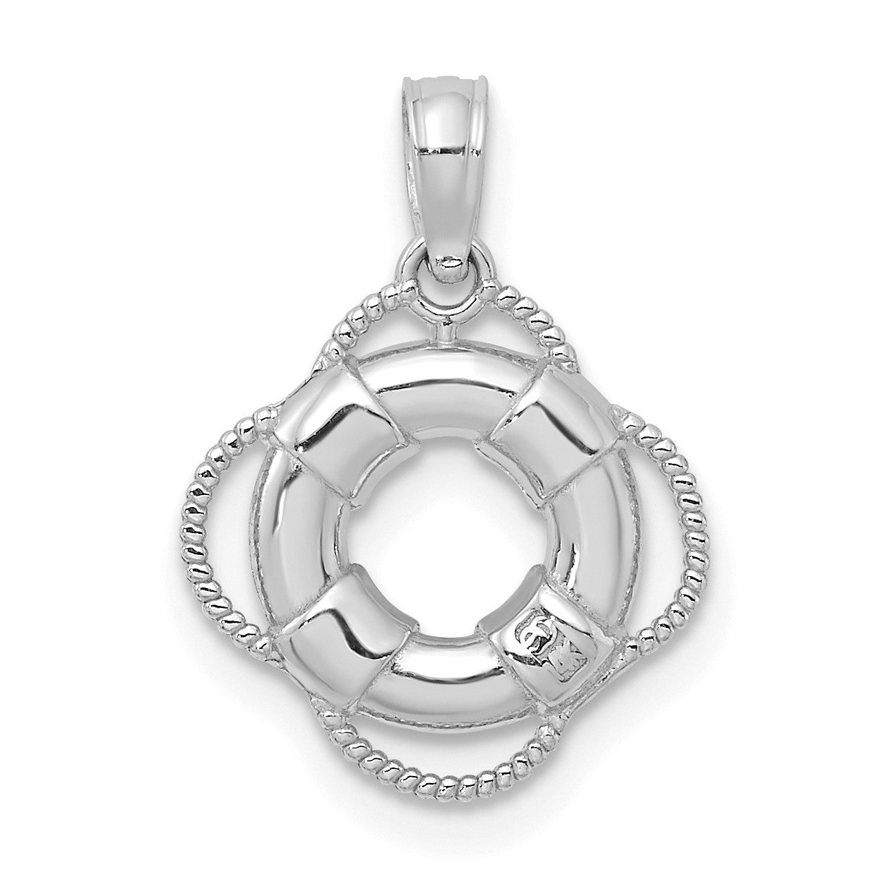 14K White Gold 3-D Life Preserver Pendant