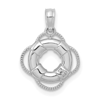 14K White Gold 3-D Life Preserver Pendant