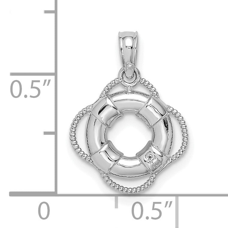 14K White Gold 3-D Life Preserver Pendant