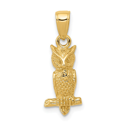 14K 3-D Owl Pendant