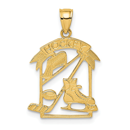 14K HOCKEY Story Framed Charm