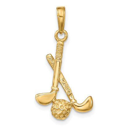 14K 3-D Golf Clubs and Ball Pendant