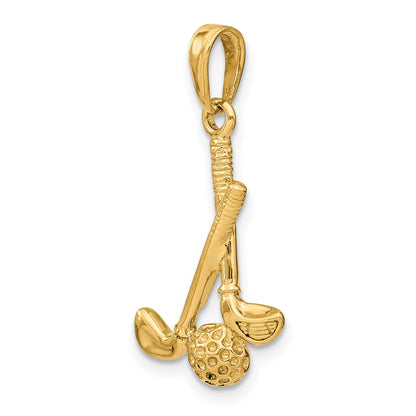 14K 3-D Golf Clubs and Ball Pendant
