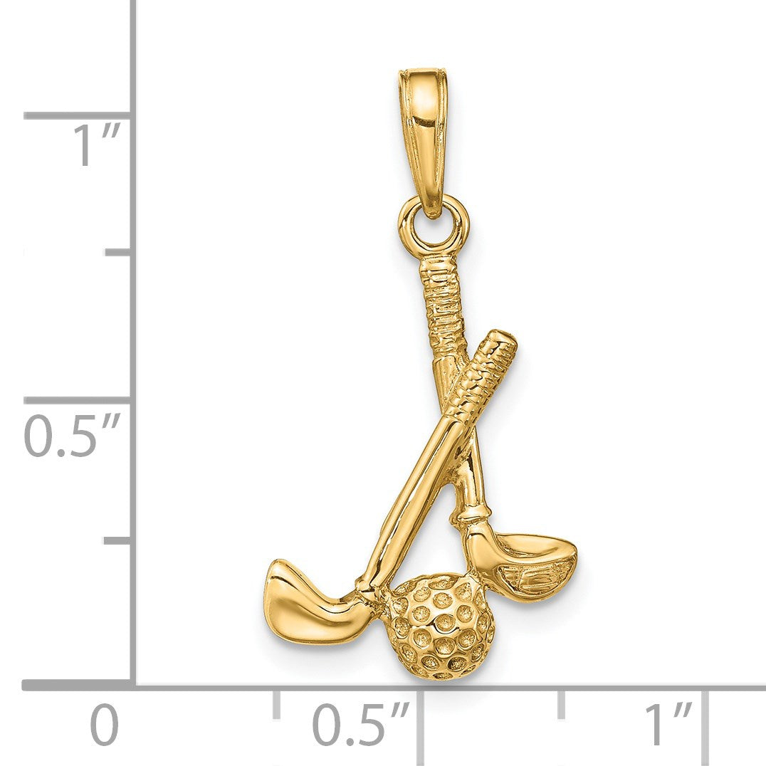 14K 3-D Golf Clubs and Ball Pendant