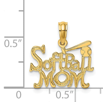 14K SOFTBALL MOM with Bat And Ball Charm