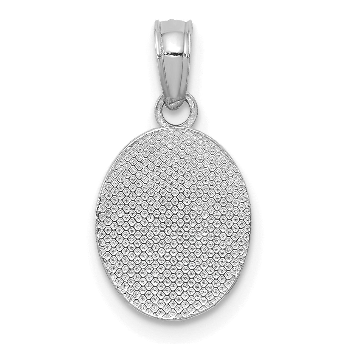14K White Gold Mini Fleur de Lis Oval Charm