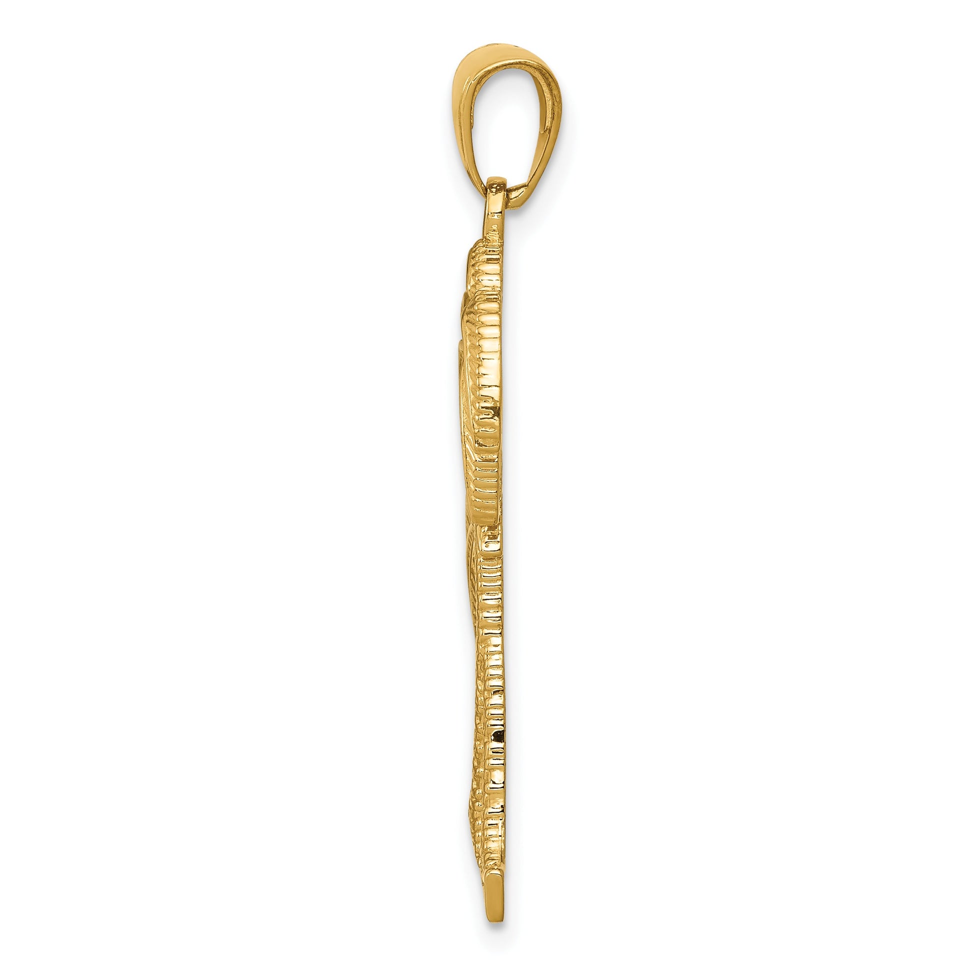 14K Polished and Textured Palm Trees Pendant