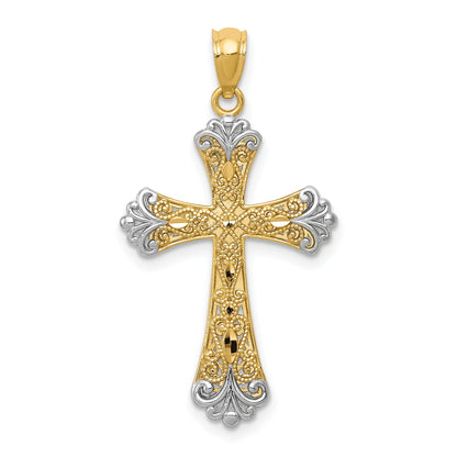 14K with White Rhodium Reversible with GOD LOVE Cross Pendant