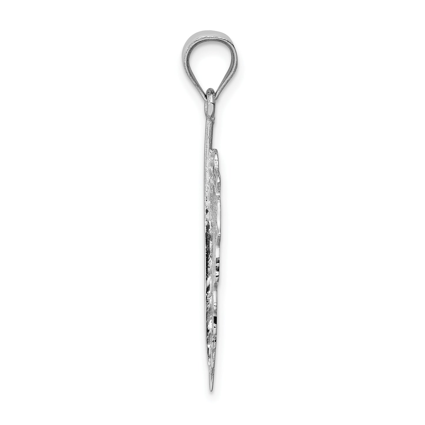 14K White Gold Polished Leaf Pendant